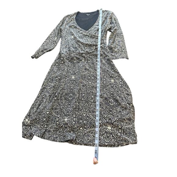 Garnett Hill Brianna‎ Surplice Knit Dress Blue White Faux Wrap Slimming Small - Picture 11 of 11